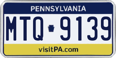 PA license plate MTQ9139