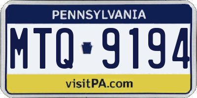 PA license plate MTQ9194