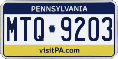 PA license plate MTQ9203