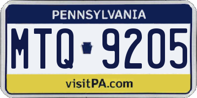 PA license plate MTQ9205