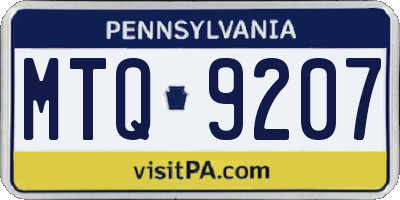 PA license plate MTQ9207