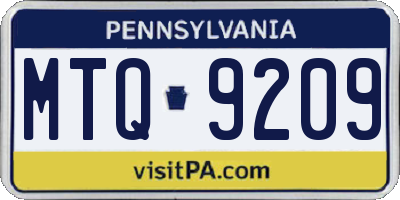 PA license plate MTQ9209