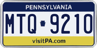 PA license plate MTQ9210