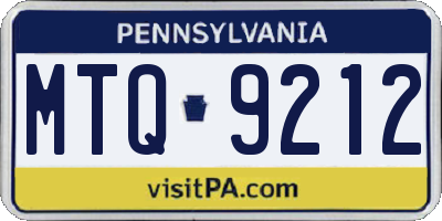 PA license plate MTQ9212