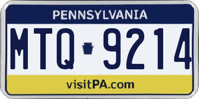 PA license plate MTQ9214