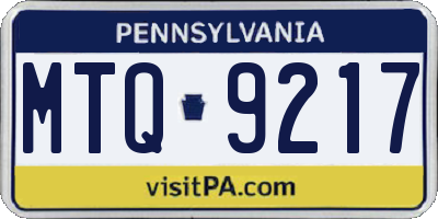 PA license plate MTQ9217
