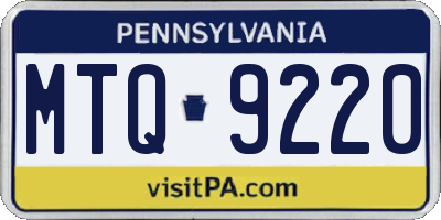 PA license plate MTQ9220