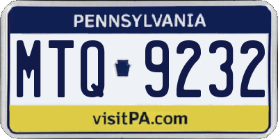 PA license plate MTQ9232