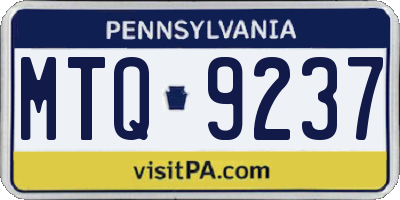 PA license plate MTQ9237