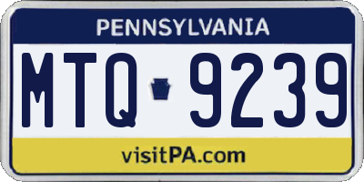 PA license plate MTQ9239