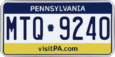 PA license plate MTQ9240