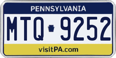 PA license plate MTQ9252