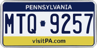 PA license plate MTQ9257