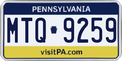PA license plate MTQ9259