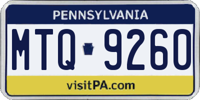 PA license plate MTQ9260