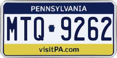 PA license plate MTQ9262