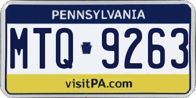 PA license plate MTQ9263