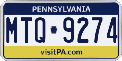 PA license plate MTQ9274