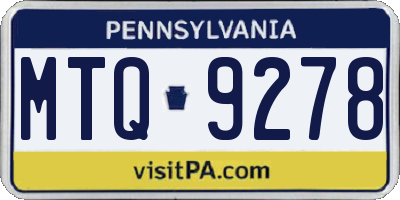 PA license plate MTQ9278