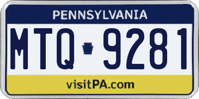 PA license plate MTQ9281