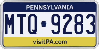 PA license plate MTQ9283