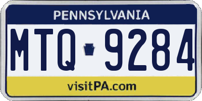 PA license plate MTQ9284