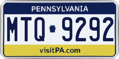 PA license plate MTQ9292