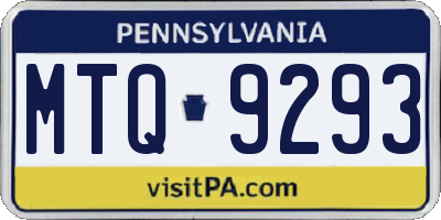 PA license plate MTQ9293