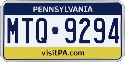 PA license plate MTQ9294