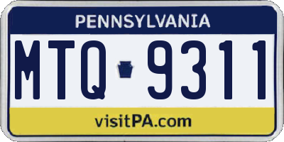 PA license plate MTQ9311