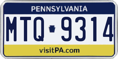 PA license plate MTQ9314