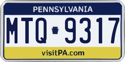 PA license plate MTQ9317