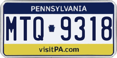 PA license plate MTQ9318