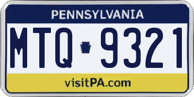 PA license plate MTQ9321