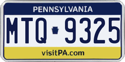 PA license plate MTQ9325