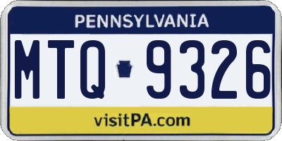 PA license plate MTQ9326