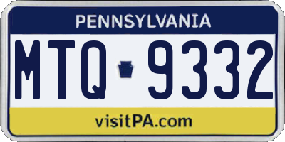 PA license plate MTQ9332