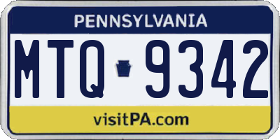 PA license plate MTQ9342