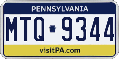 PA license plate MTQ9344