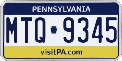 PA license plate MTQ9345