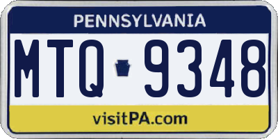 PA license plate MTQ9348