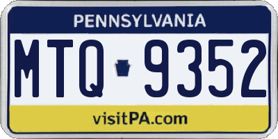 PA license plate MTQ9352