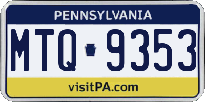 PA license plate MTQ9353