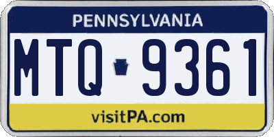 PA license plate MTQ9361