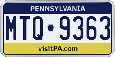 PA license plate MTQ9363