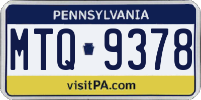 PA license plate MTQ9378