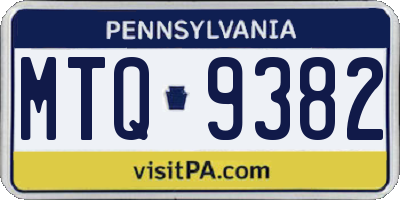 PA license plate MTQ9382