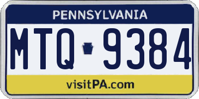 PA license plate MTQ9384