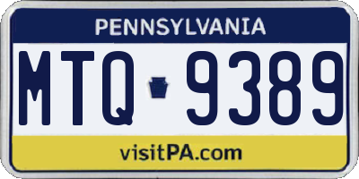 PA license plate MTQ9389