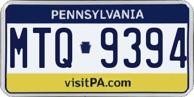 PA license plate MTQ9394
